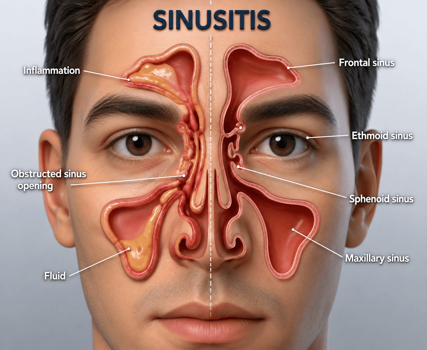Patient experiencing sinusitis symptoms